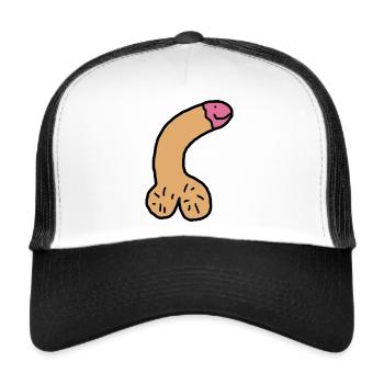 Penis Schwanz Pimmel Cock Schnidelwutz - Trucker Cap - Weiß/Schwarz - Vorne