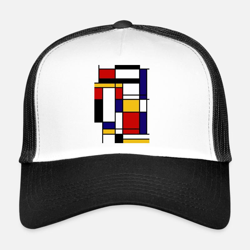 Modèle de Mondrian forme - Casquette trucker  - blanc/noir