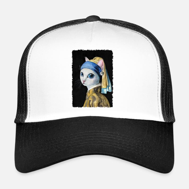 Katze mit Perlenohrring Trucker Cap