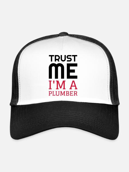 Plombier / Plomberie / Travail / Métier / Job - Casquette trucker  - blanc/noir - Devant