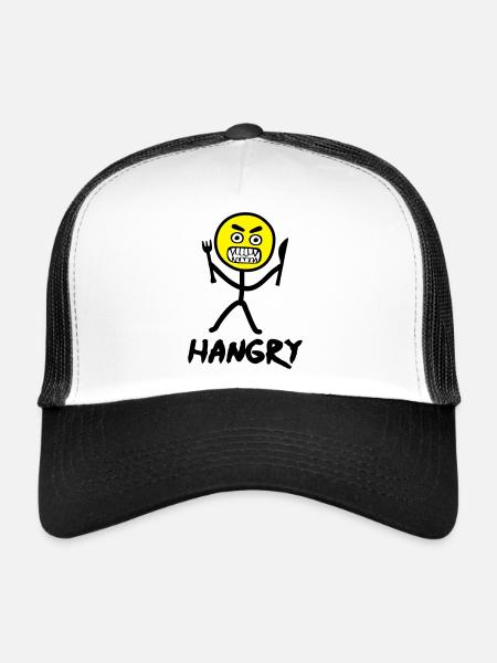 Hangry emoji stickfigure - Trucker Cap - white/black - Front