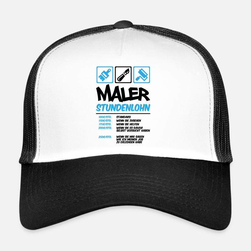 Maler Stundenlohn - Trucker Cap - Weiß/Schwarz