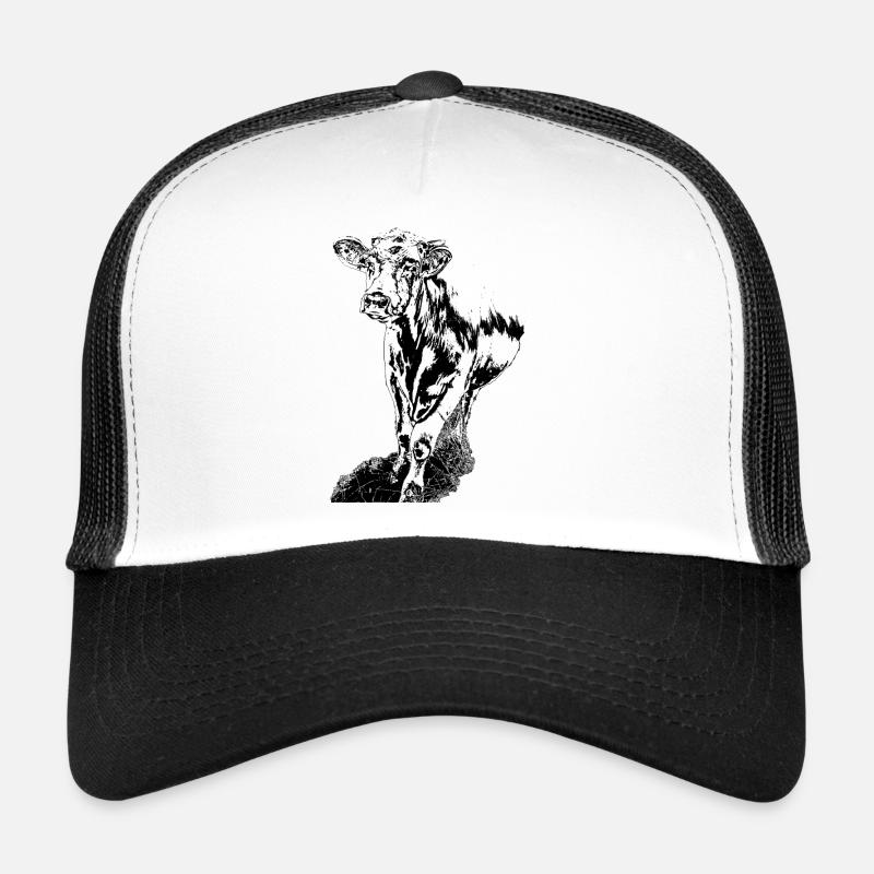 Vache Noir Blanc Bande Dessinée Casquette trucker 