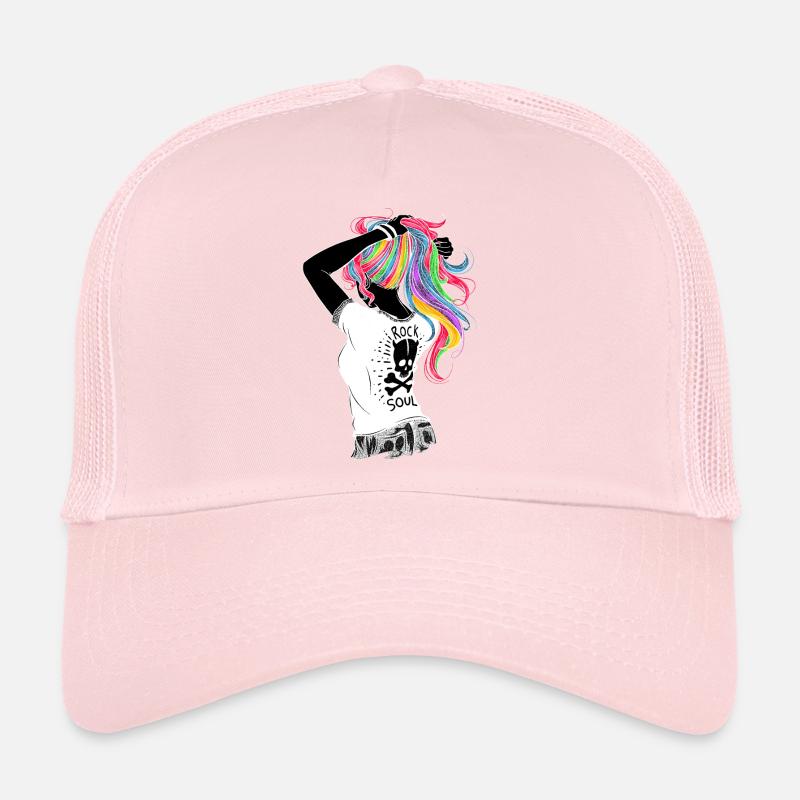 Mädchen buntes Haar Rocker Soul Trucker Cap