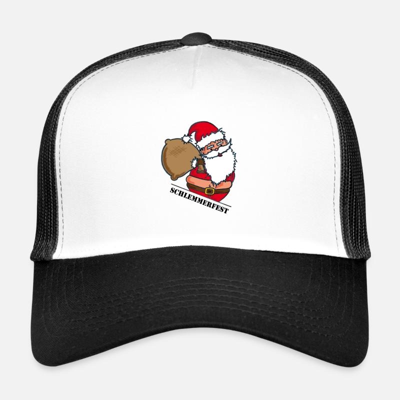 Dicker Weihnachtsmann mit Sack - Trucker Cap - Weiß/Schwarz