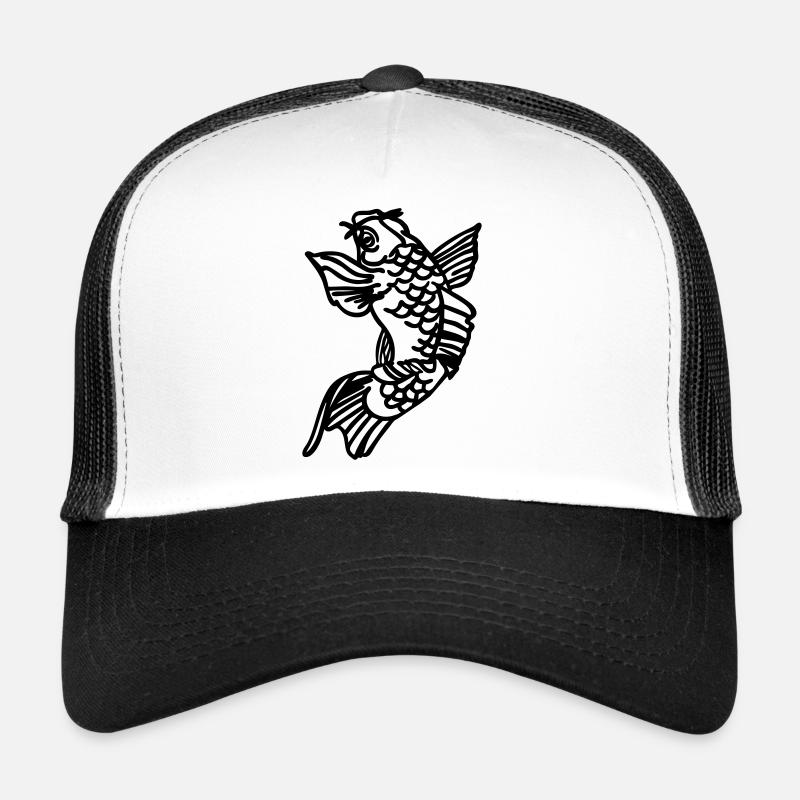 Carpe koi - Casquette trucker  - blanc/noir