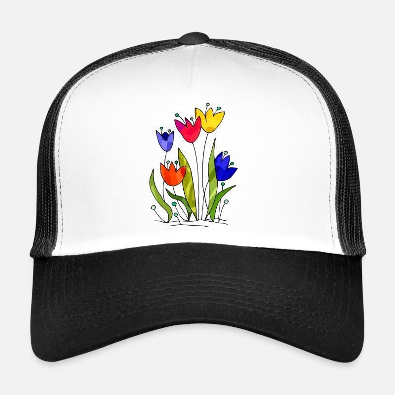 Fleurs - Casquette trucker  - blanc/noir
