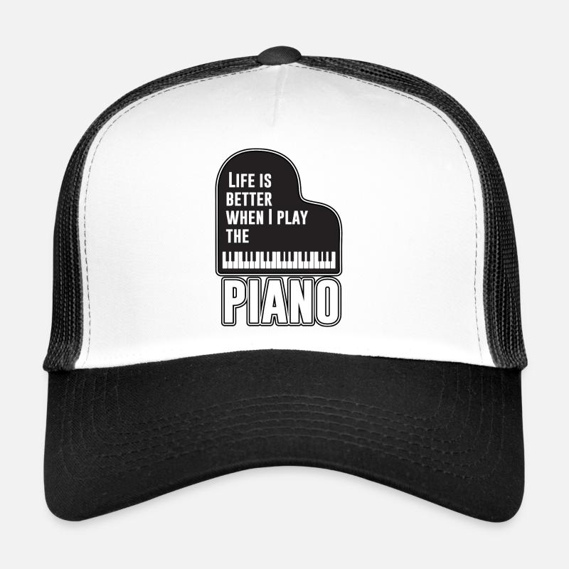 Das Leben ist besser, wenn ich Klavier spiele - Trucker Cap - Weiß/Schwarz