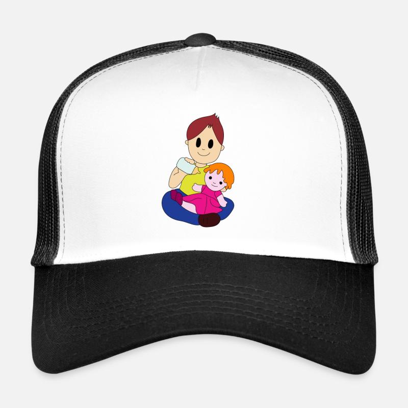 Junge mit Puppe Trucker Cap