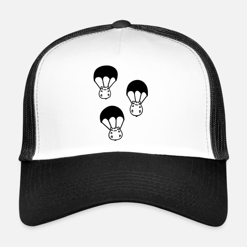 Niedliche Hamster Fallschirmspringer - Trucker Cap - Weiß/Schwarz