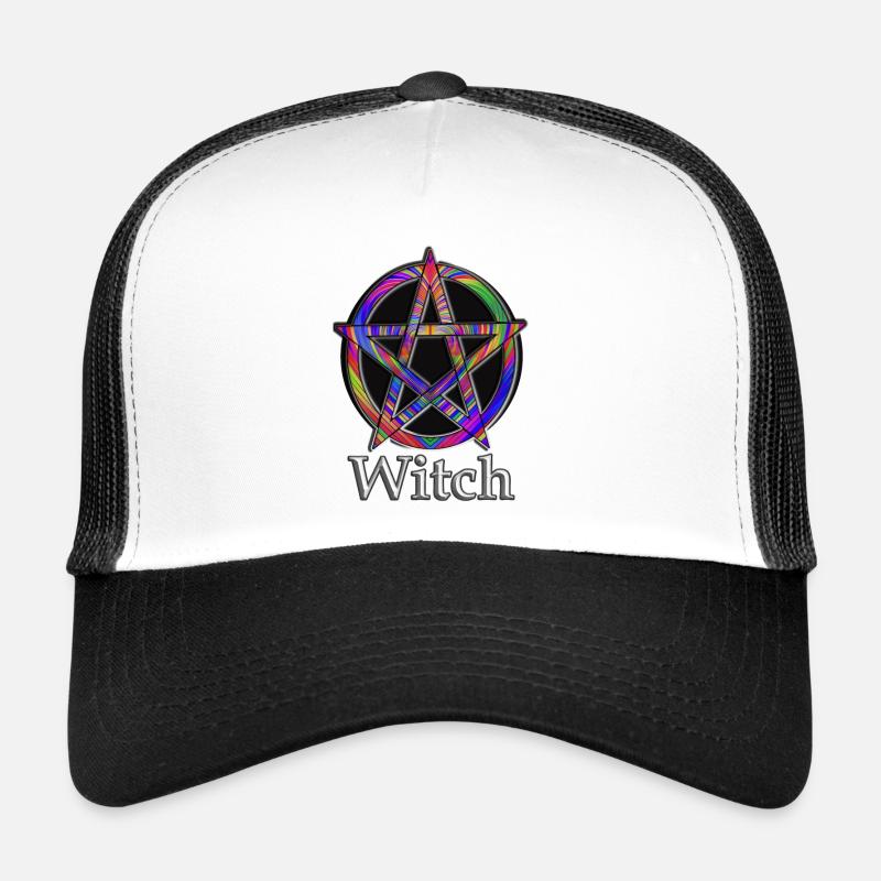 Pentagramm mit Witch Schriftzug - Trucker Cap - Weiß/Schwarz