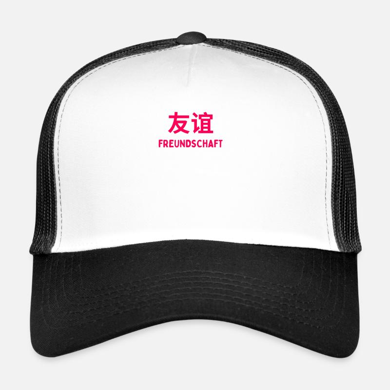Freundschaft weisheit asien china schriftzug - Trucker Cap - Weiß/Schwarz
