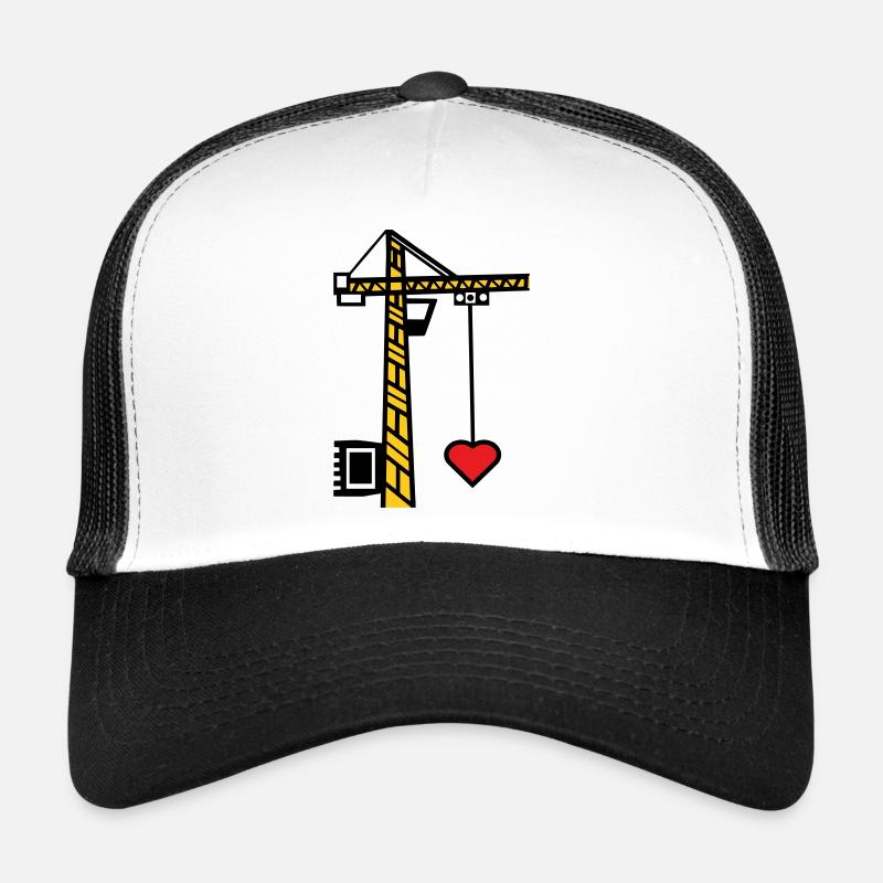 Construction crane crane Hebekran construction heart - Trucker Cap - white/black