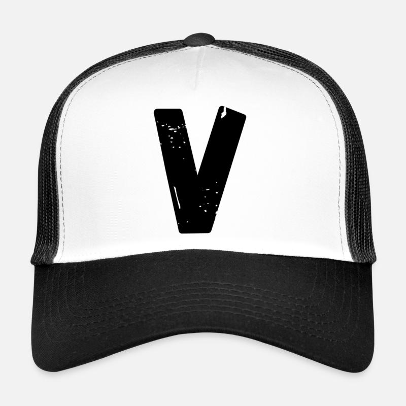 BUCHSTABE V - Trucker Cap - Weiß/Schwarz
