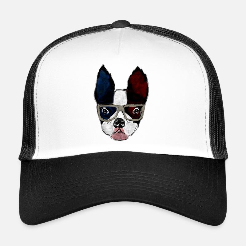 Boston terrier - Casquette trucker  - blanc/noir