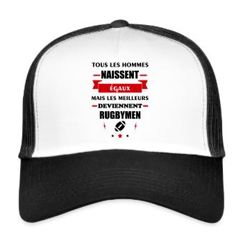 Tous les hommes rugbymen, cadeau rugbyman, rugby - Casquette trucker  - blanc/noir - Devant