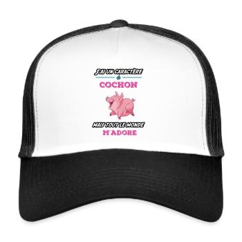 Caractère de cochon - Casquette trucker  - blanc/noir - Devant