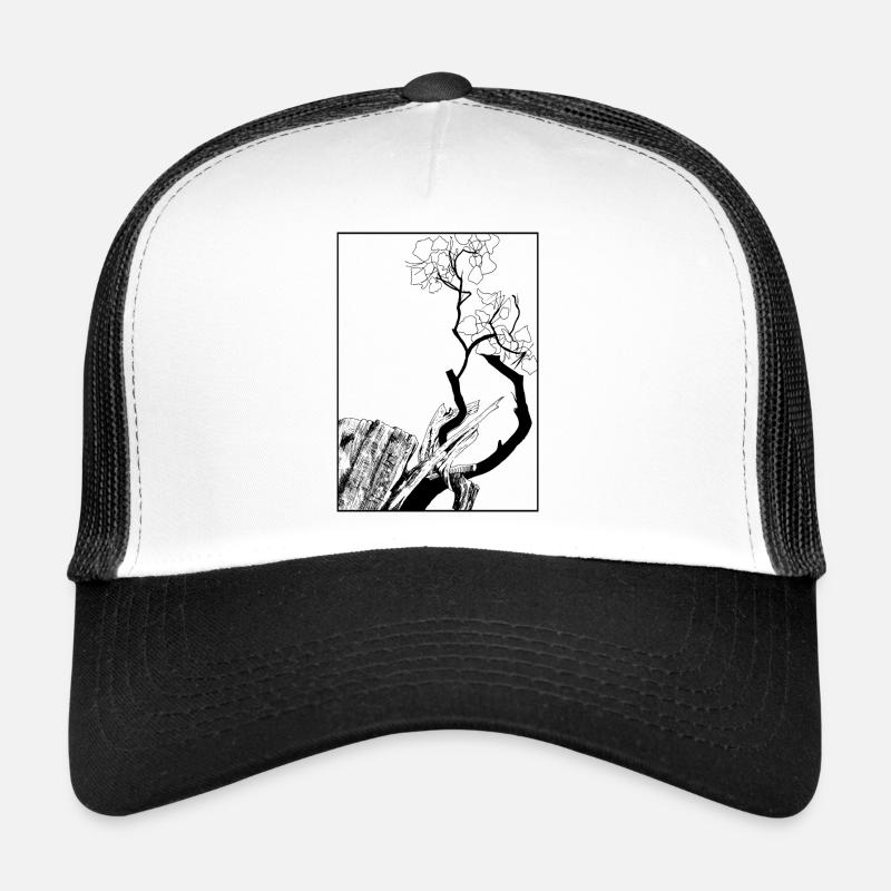 arbre sacré - Casquette trucker  - blanc/noir