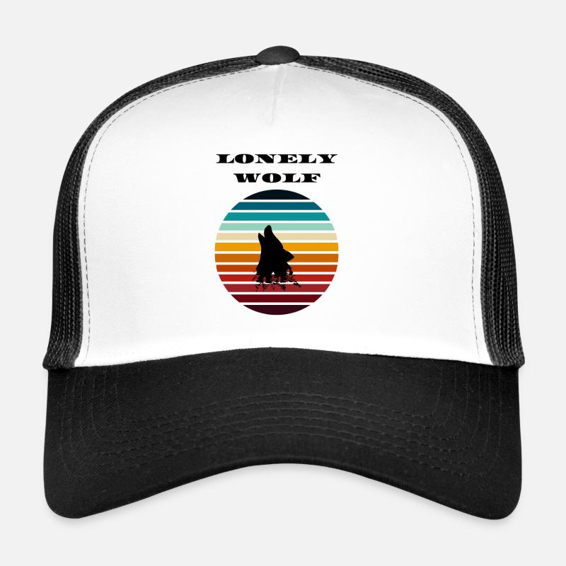 Lonely Wolf Retro 80s Style Howling Trucker Cap