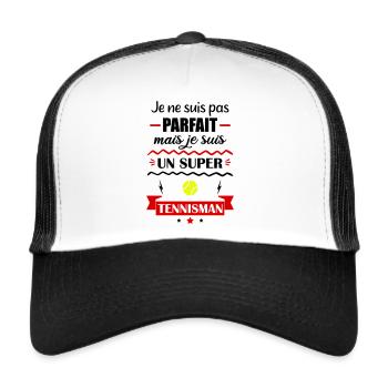 pas parfait mais tennis, cadeau tennisman - Casquette trucker  - blanc/noir - Devant