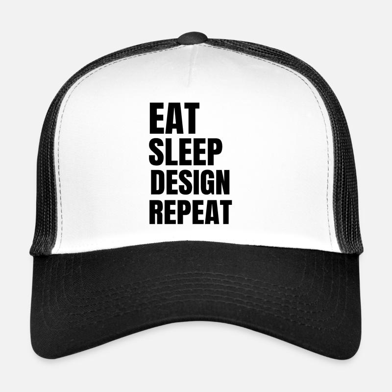 Manger la conception du sommeil Répéter - Casquette trucker  - blanc/noir