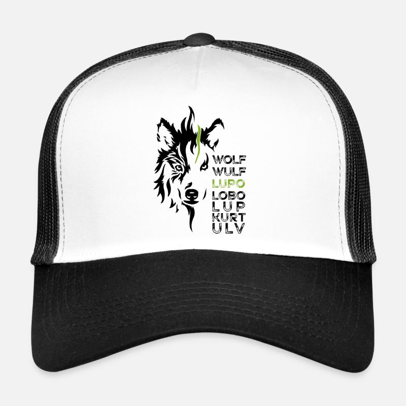 GOWILD Wolf - design allover - noir-vert Casquette trucker 
