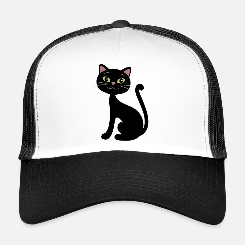 Chat noir heureux Casquette trucker 
