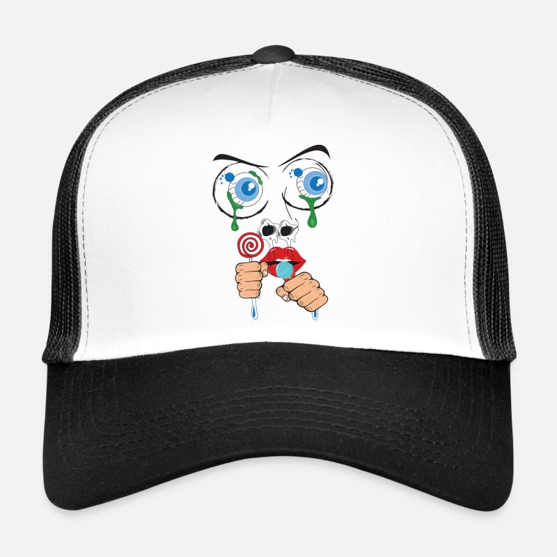 Visage abstrait avec sucette et larmes Casquette trucker 