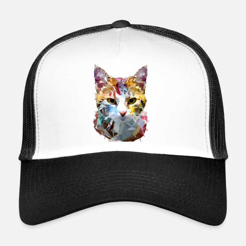 Abstract Polygon Geometric Cat Trucker Cap