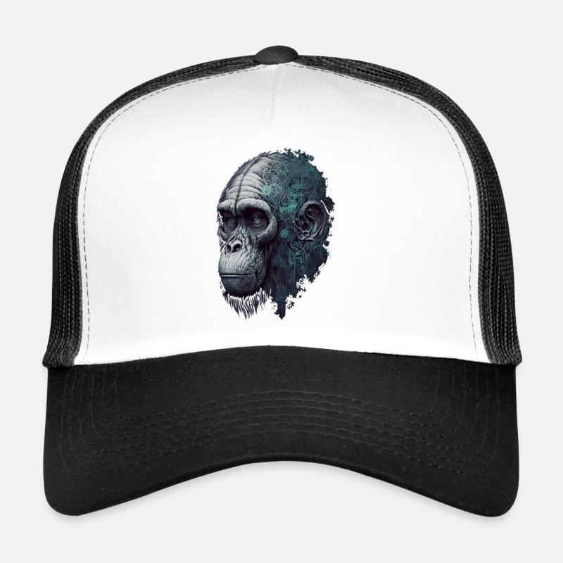 KI-gesteuerter Affe - Trucker Cap - Weiß/Schwarz