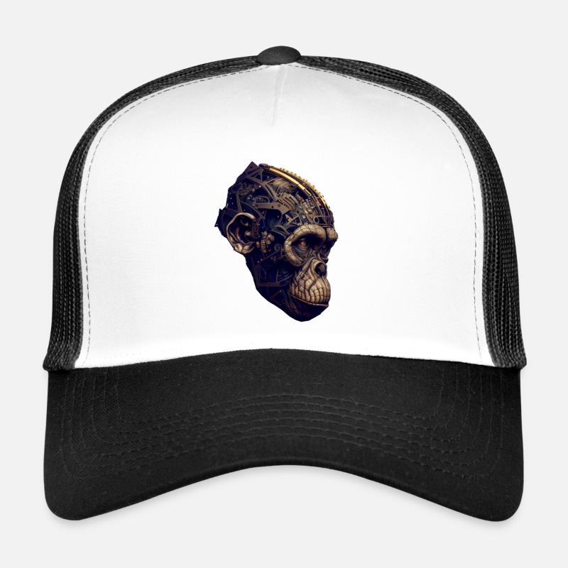 Fortschrittliche Evolution: Der Affe trifft KI - Trucker Cap - Weiß/Schwarz