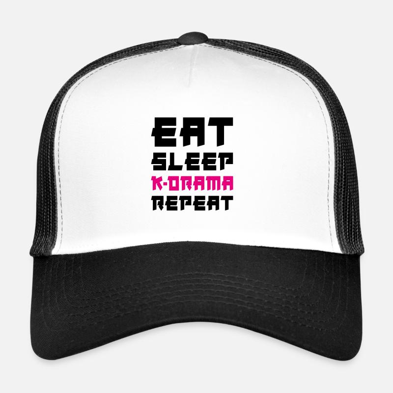 Manger dormir K-Drama Répéter - Casquette trucker  - blanc/noir