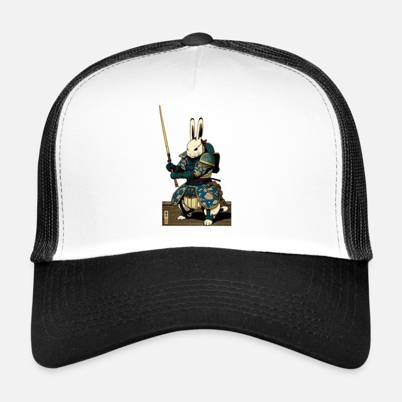 Japanese rabbit in samurai armor in ukiyo-e style Trucker Cap