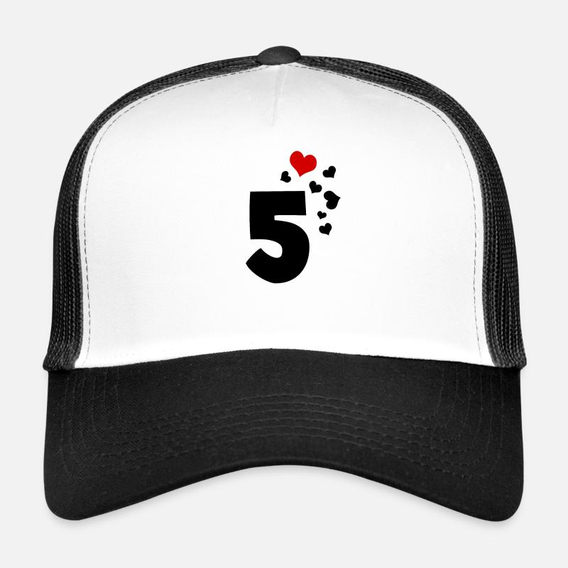 5 Herzen 5. Geburtstag - Trucker Cap - Weiß/Schwarz