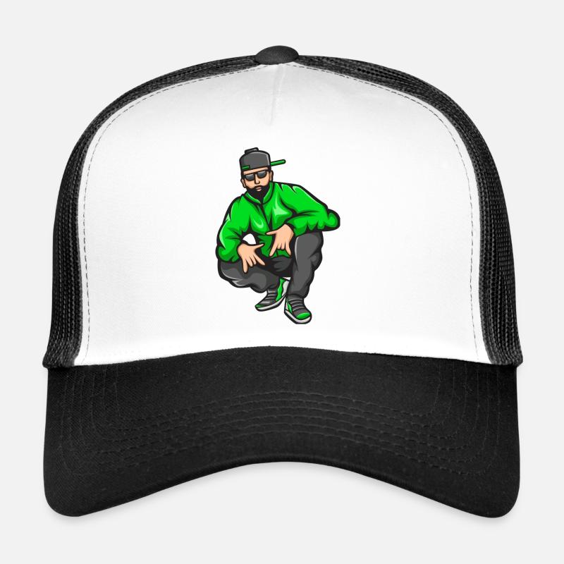 bad boy, rap, rappeur, rappeuse, big up - Casquette trucker  - blanc/noir