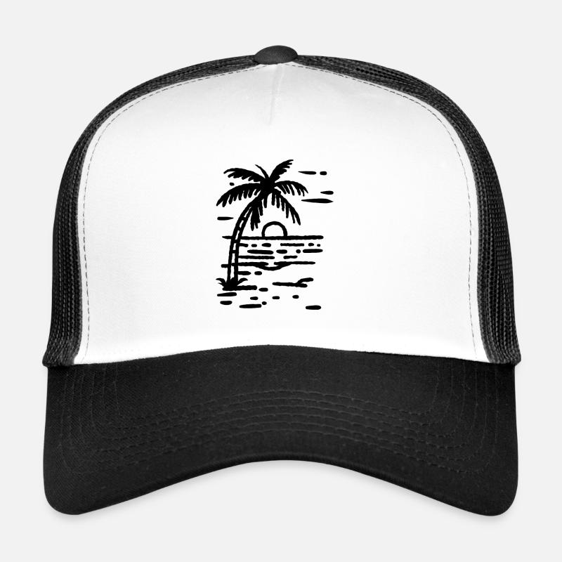 Beach palm tree at sunset Trucker Cap