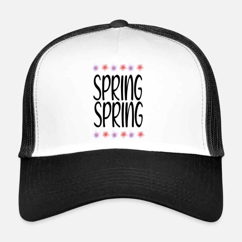 SPRING Words Design with Flowers Trucker Cap