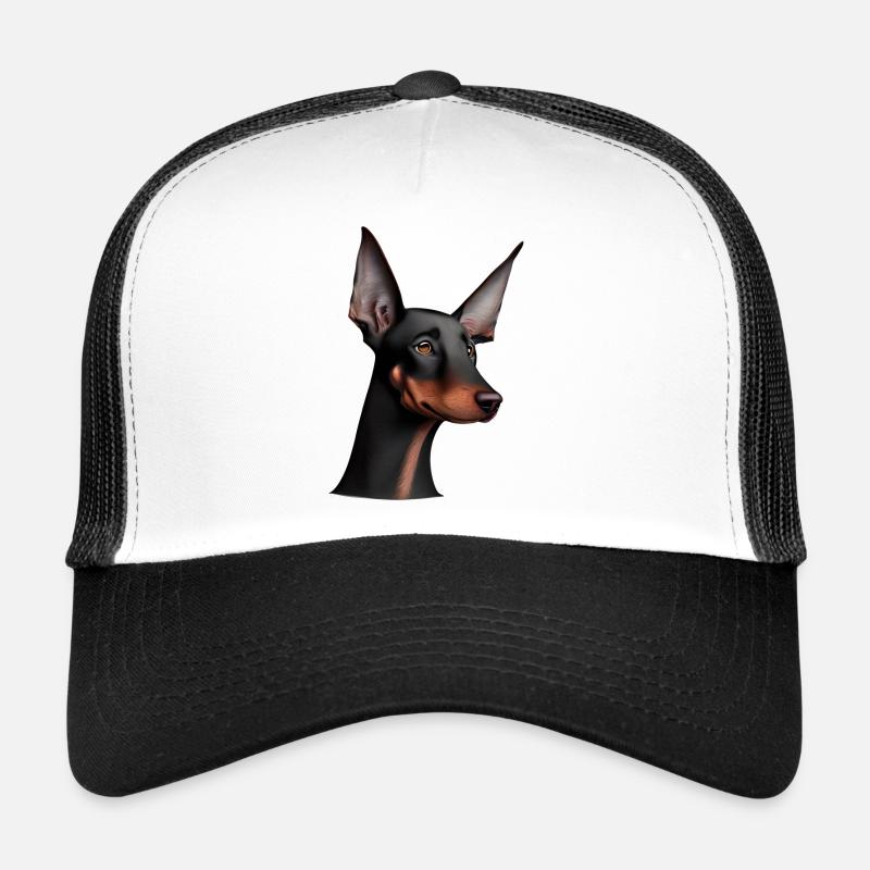 Dobermanntrainer Hund Dobermann Dobermannwelpe - Trucker Cap - Weiß/Schwarz