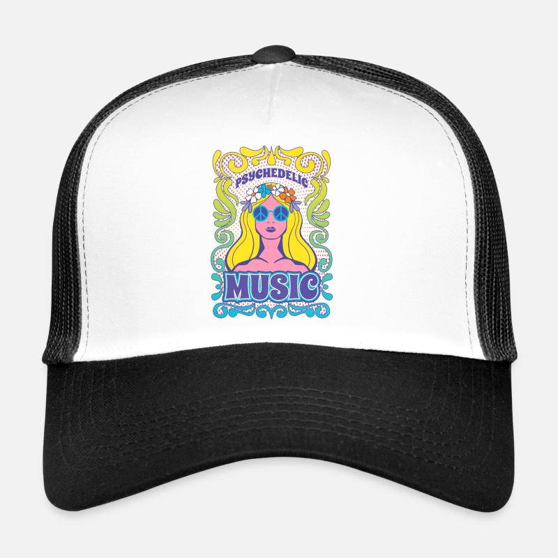 Hippie-Musik-Grafik - Trucker Cap - Weiß/Schwarz