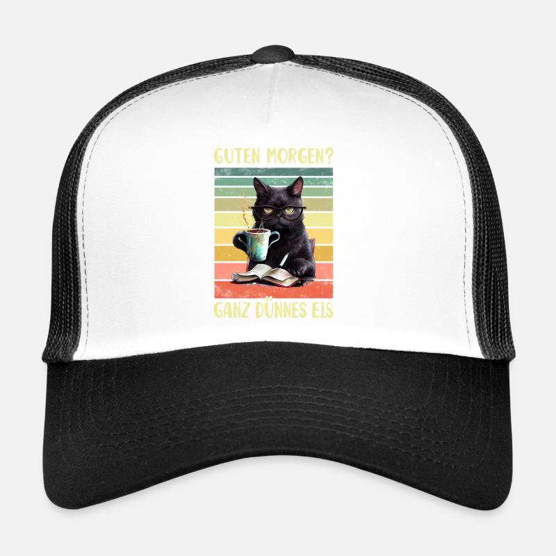 Schwarze Katze Morgenmuffel Trucker Cap