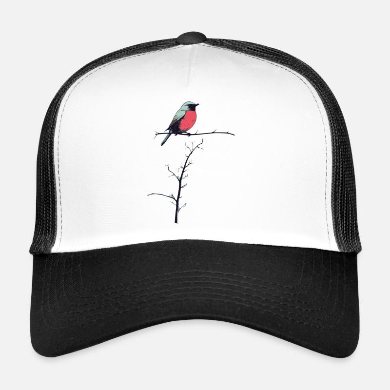 Farbenfroher Vogel auf Winterast Trucker Cap