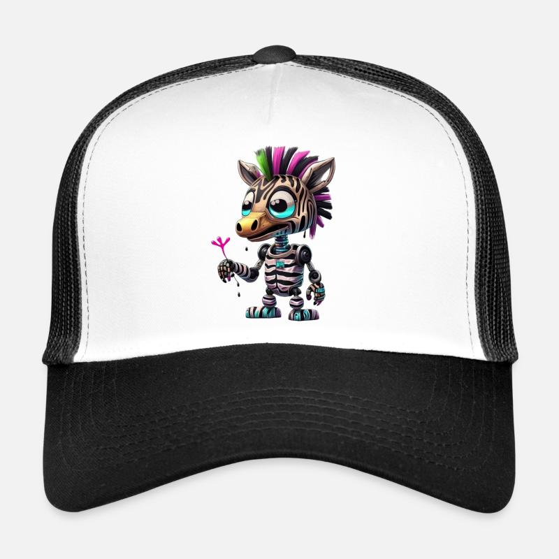 Zebra Robot - Trucker Cap - white/black