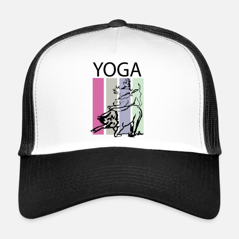 Yoga mit Tieren bunt - Trucker Cap - Weiß/Schwarz