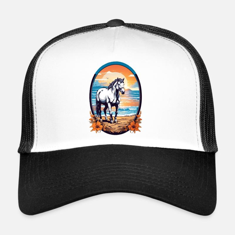 Cheval sur la plage Casquette trucker 