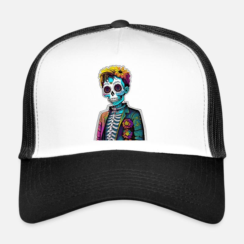 Colored Dia de los Muertos Kid Trucker Cap