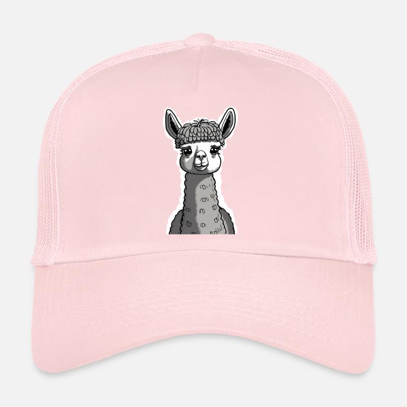 Really Cute Black and White Llama Trucker Cap