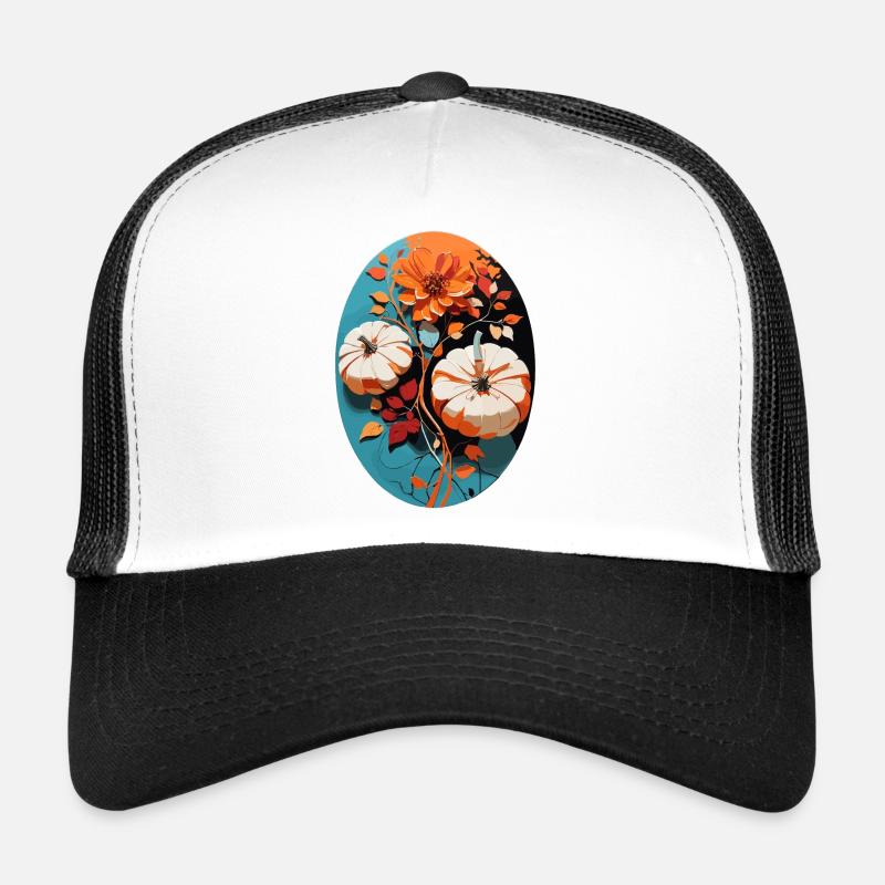 Citrouille avec fleurs Casquette trucker 