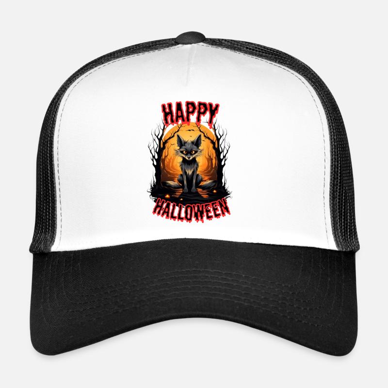 Halloween Black Wolf Motif Trucker Cap
