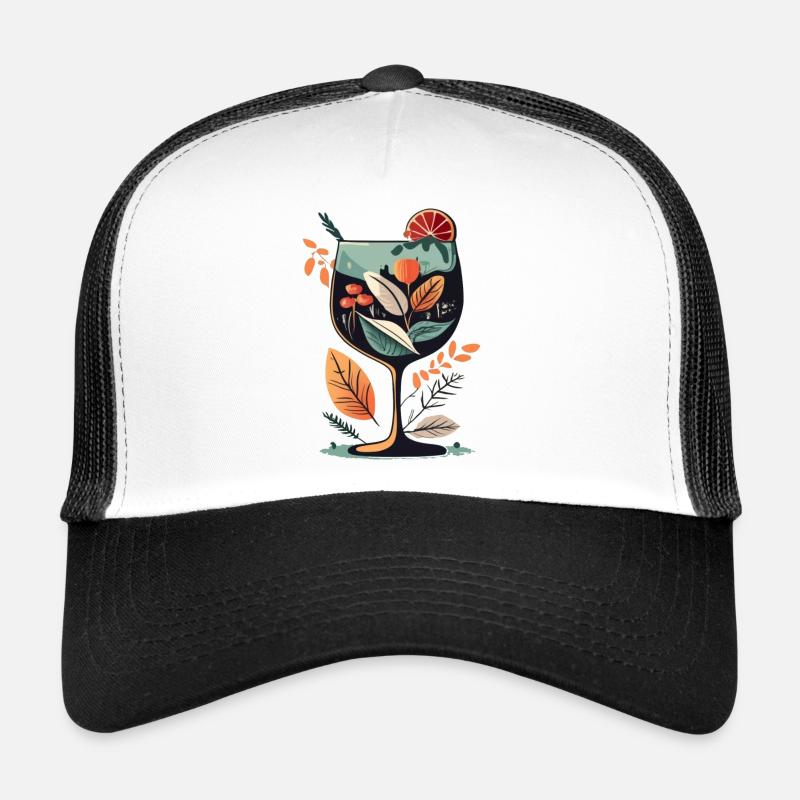 Botanical Wineglass Bloom - Trucker Cap - white/black