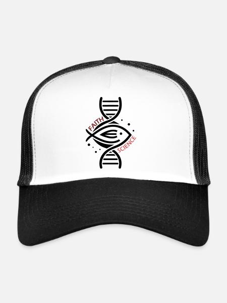 Science & Faith - DNA & Fish. - Trucker Cap - white/black - Front